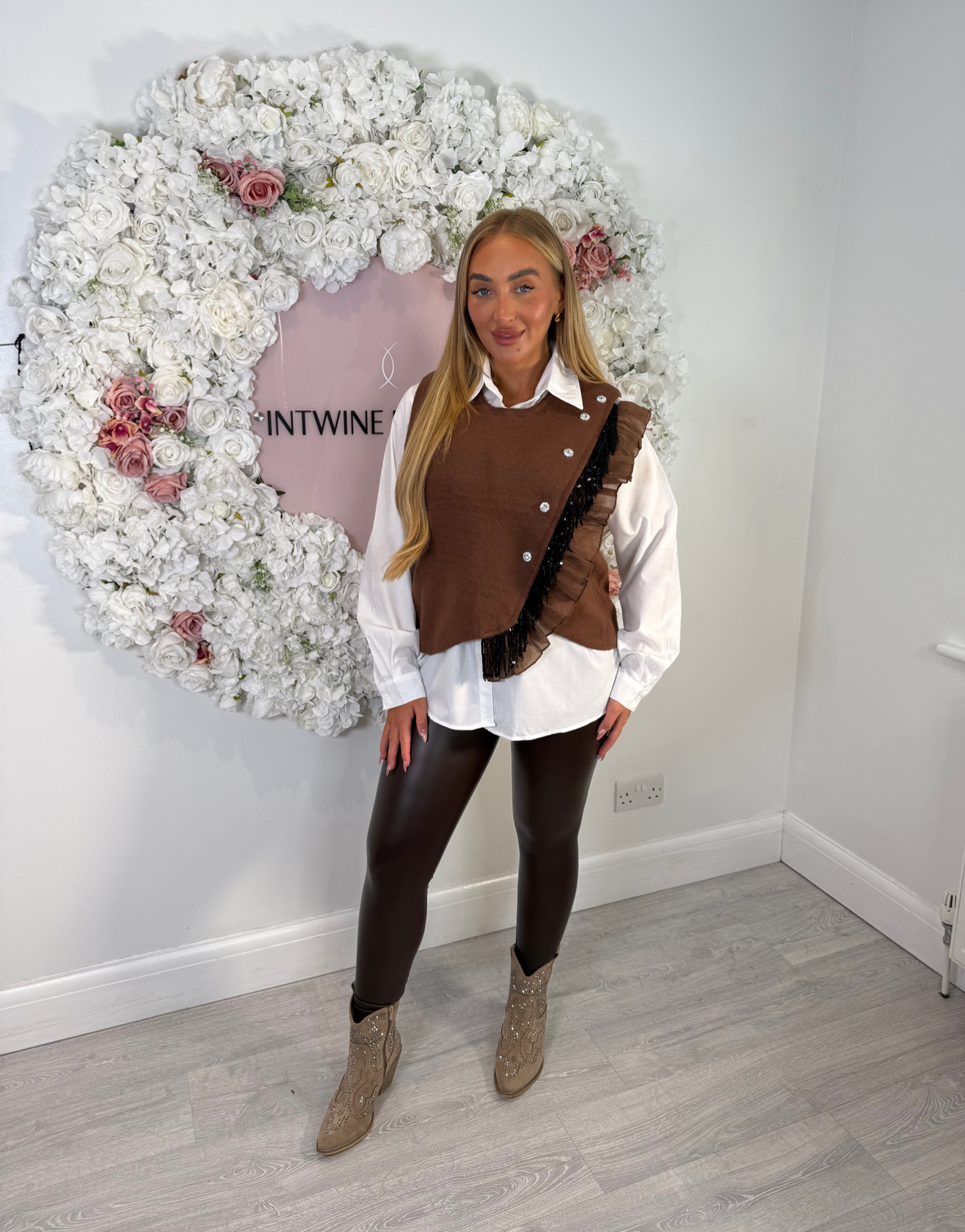 RILEY Shirt & Knit Top With Diamonte Buttons