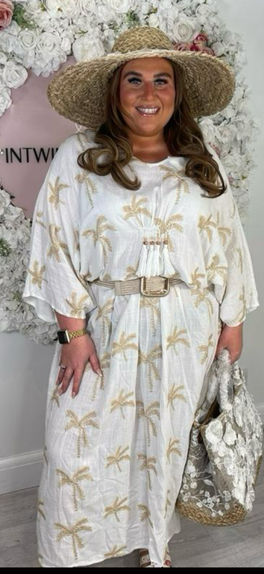 Palm oversized kaftan with beaded detail