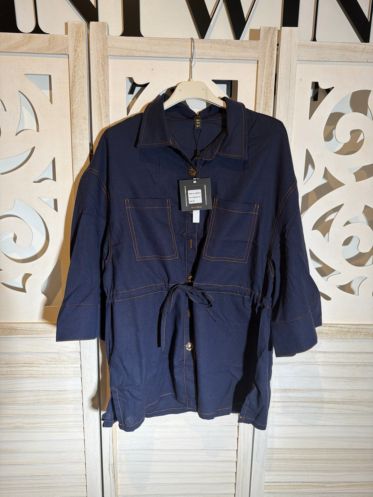 Denise denim shirt with drawstring