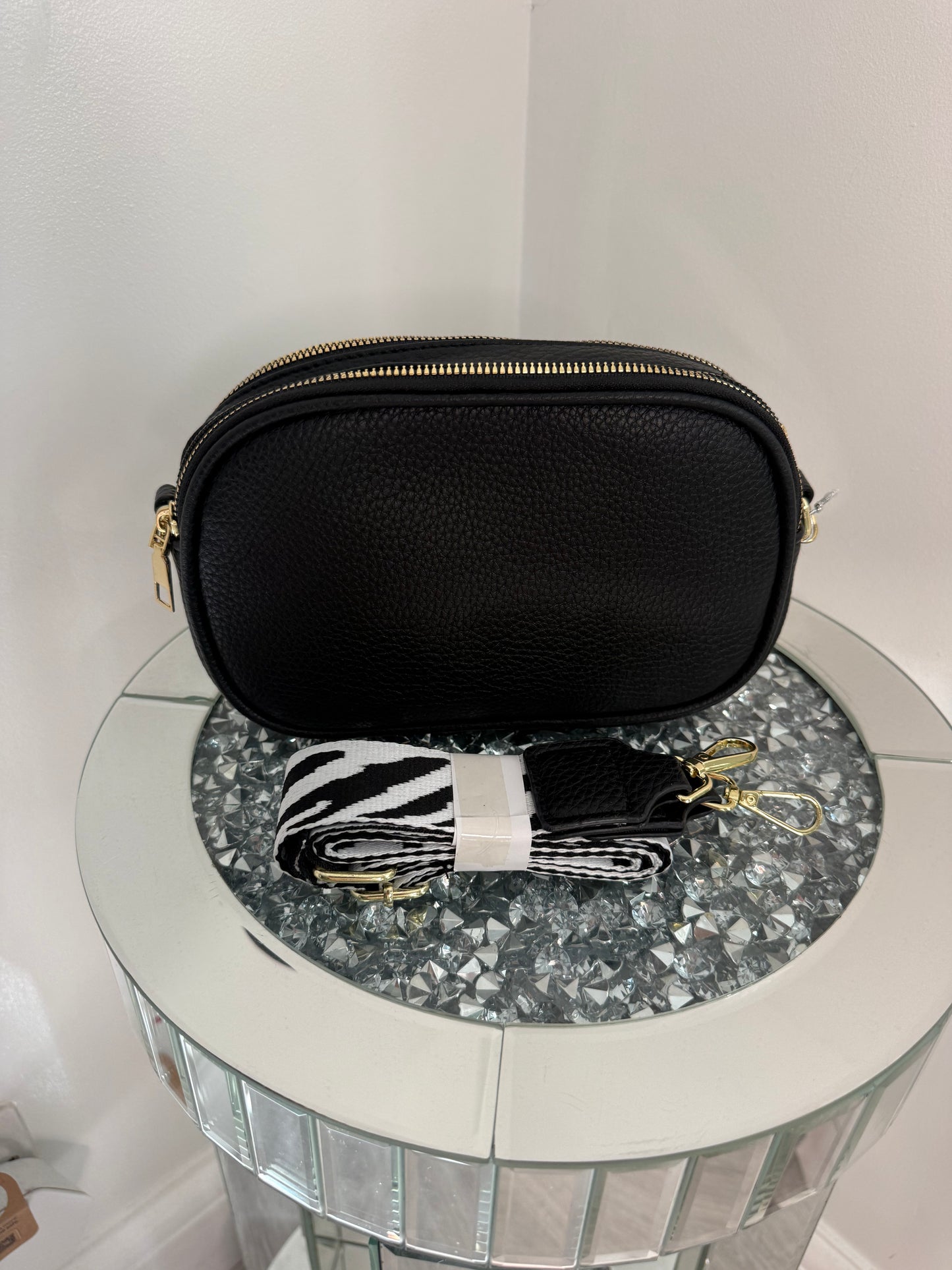 Zebra strap cross body detachable bag