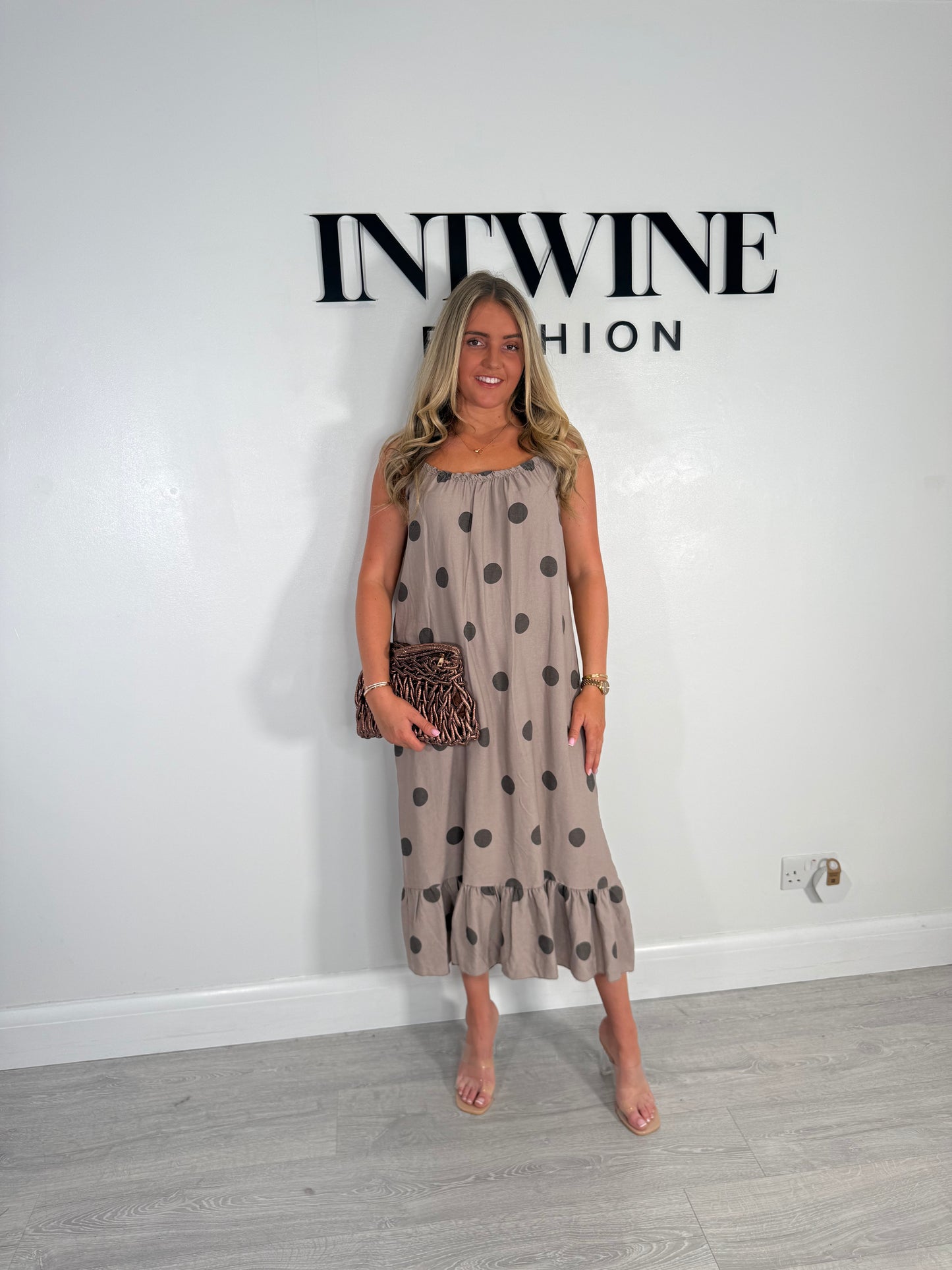 Trudi Elastic Frill Bottom polka dot Dress