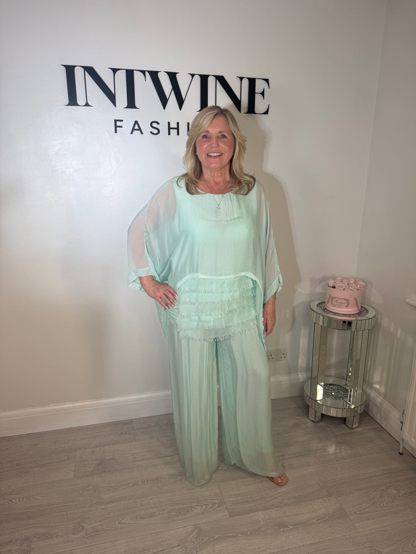 Gabby silk elastic waist trousers