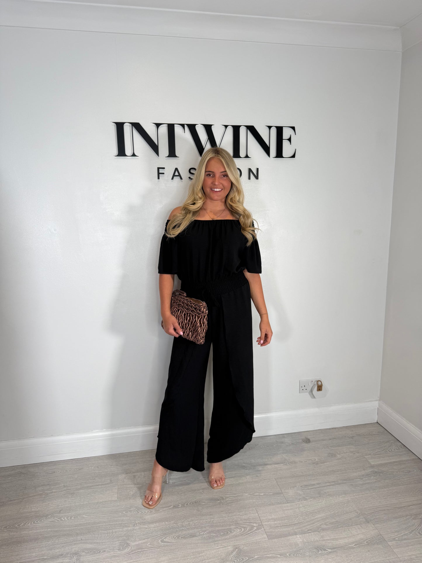 Liv Elastic Waist Bardot Jumpsuit