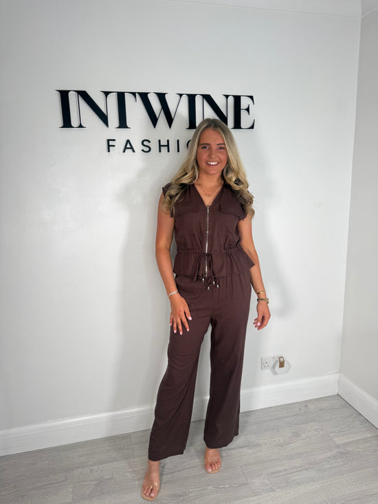 Conjunto Gemma de punto suave con cremallera y cintura ajustable