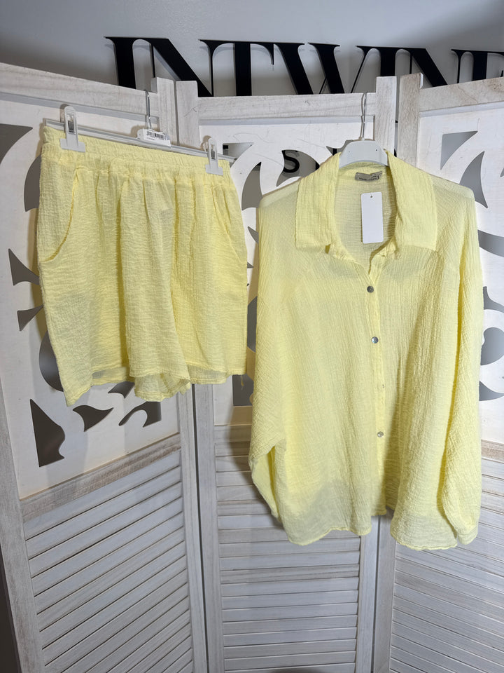 Sarah button shirt and shorts stretchy cotton