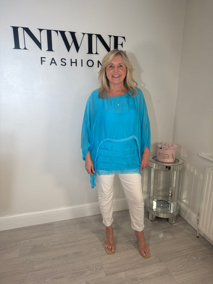 Bridie silk blouson ruffle blouse