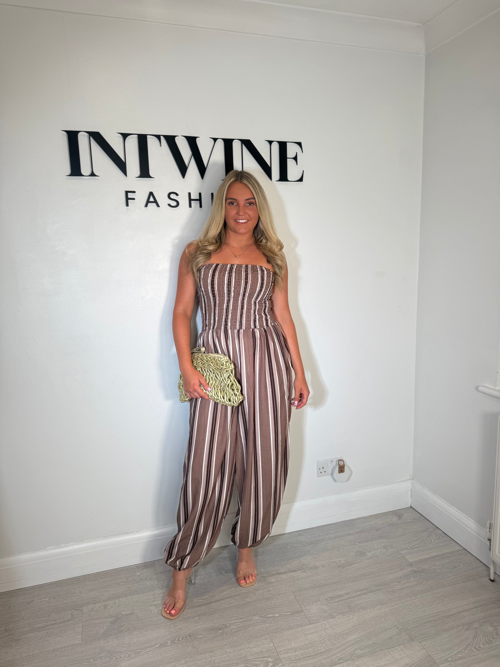 Jessica bandeau striped jumpsuit