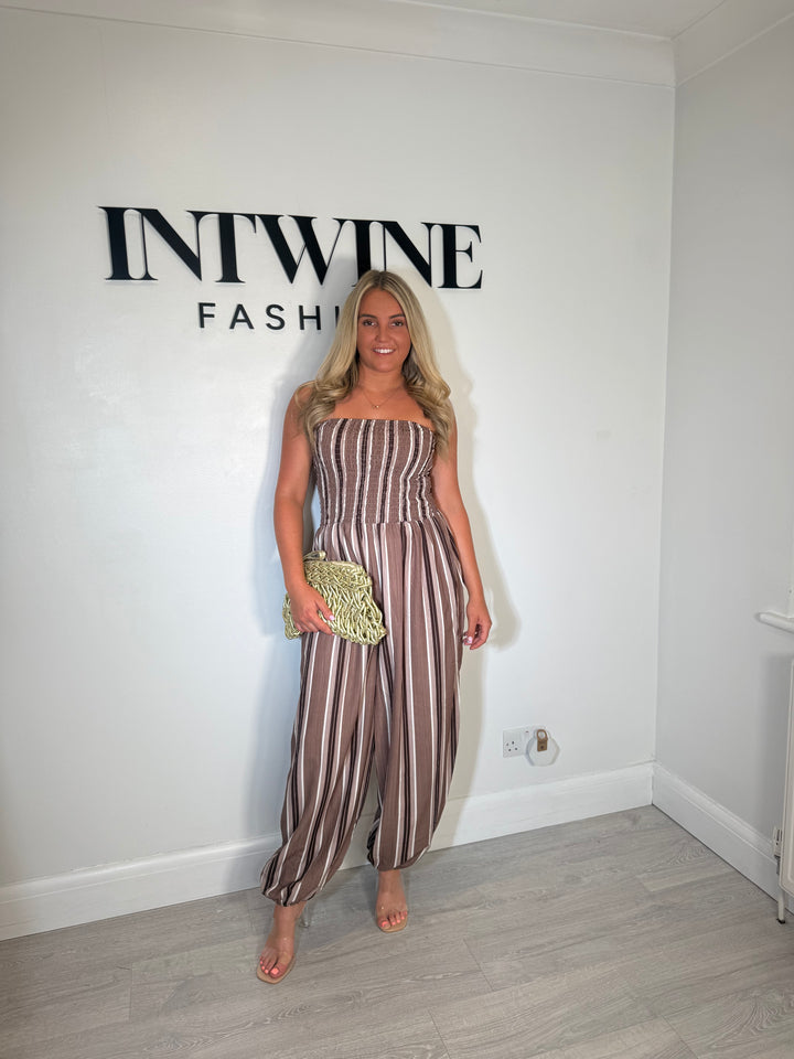 Sarah bandeau striped jumpsuit