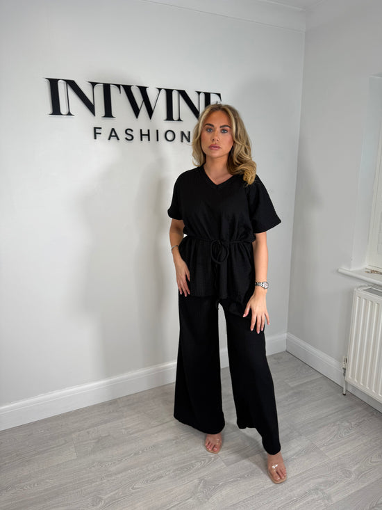 Rebecca Tie Waffle Trouser Set