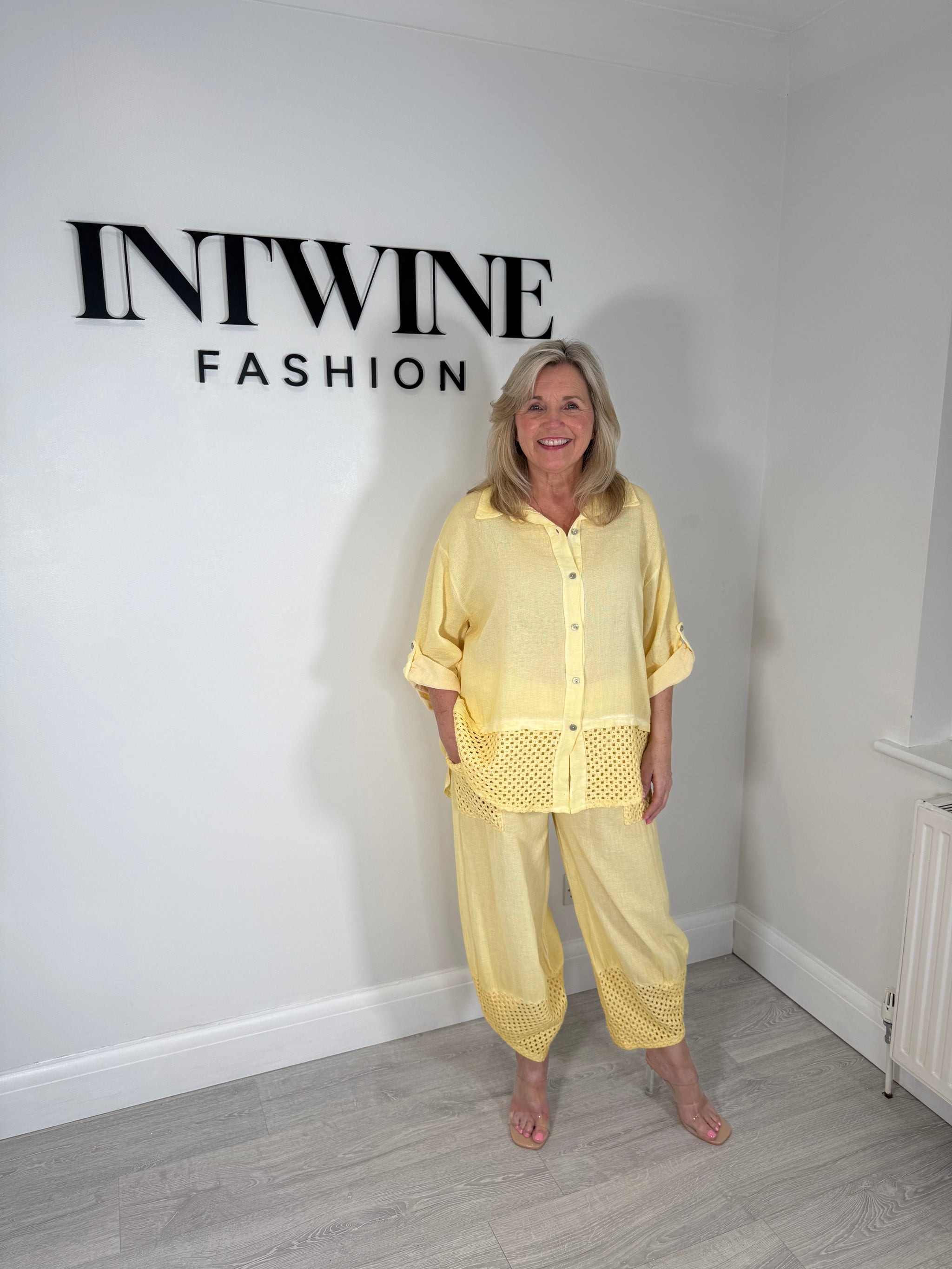 Lucy Crochet washed linen Harem Set