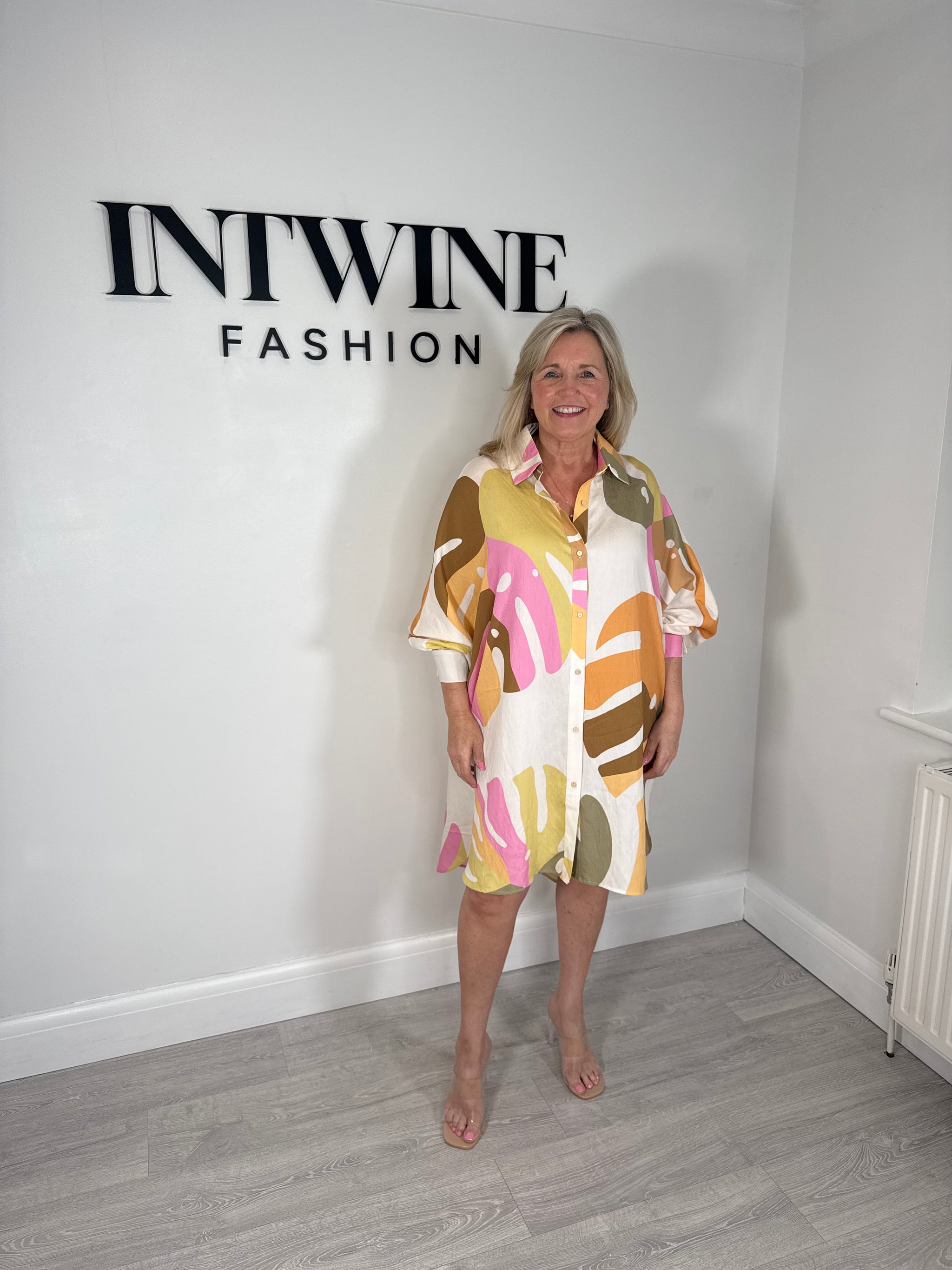Esme leaf print shirt dress