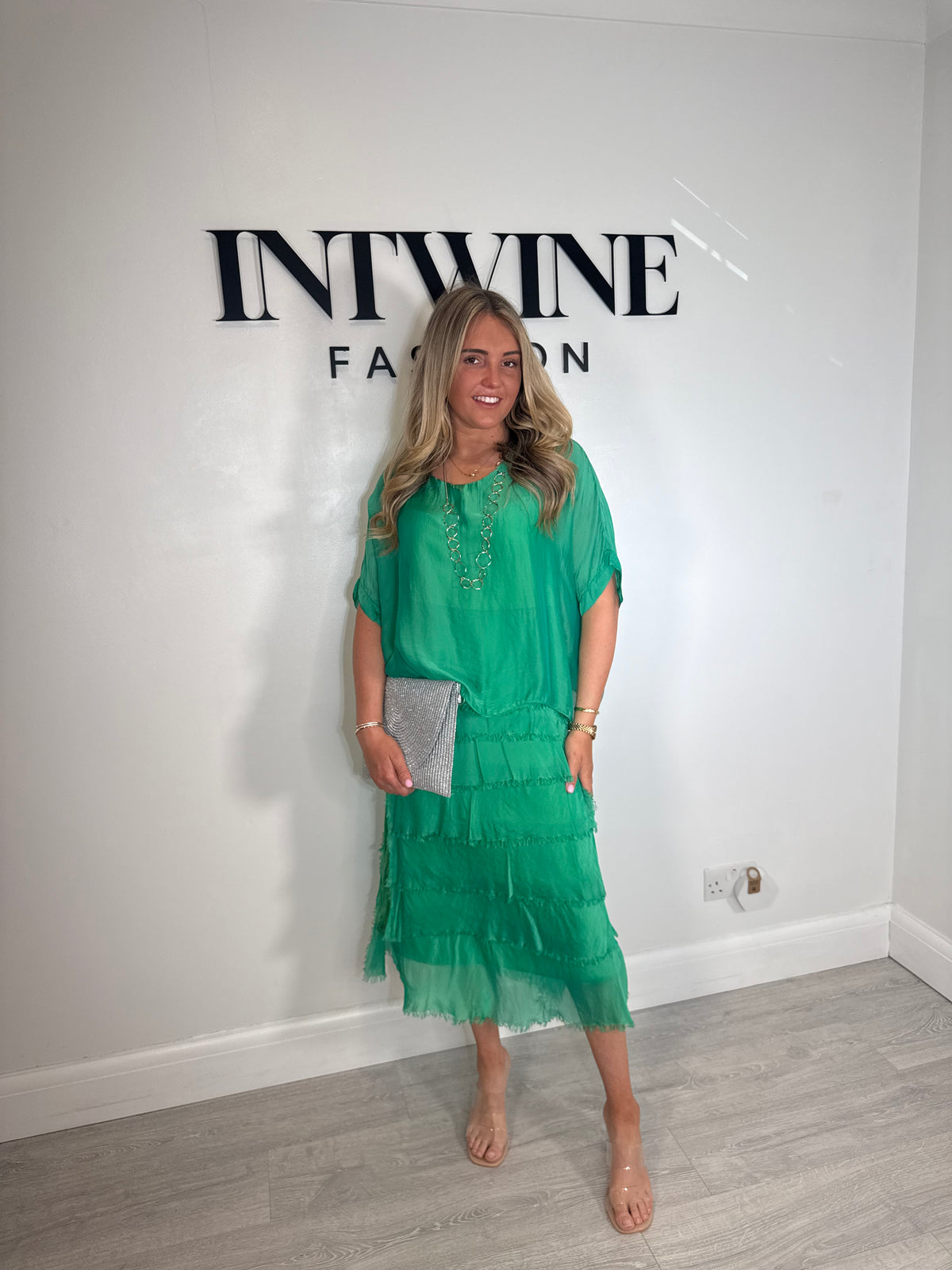 Kylie Petite Silk Ruffle Blouson Dress | Intwine Fashion
