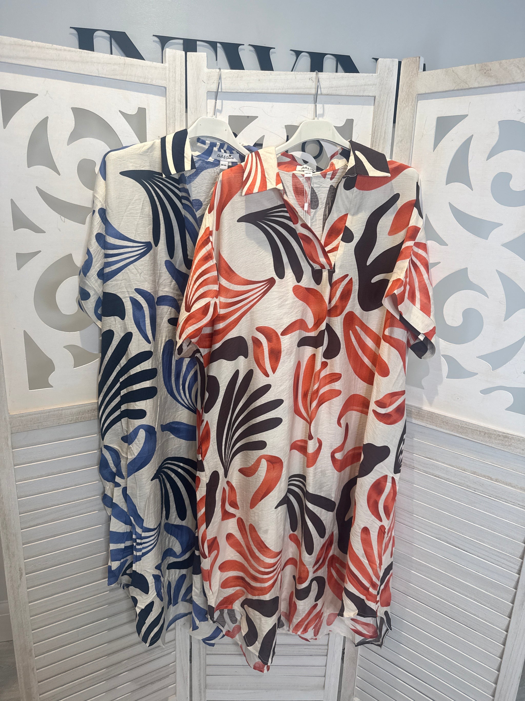 Hazel Leaf Print Shirt Dress