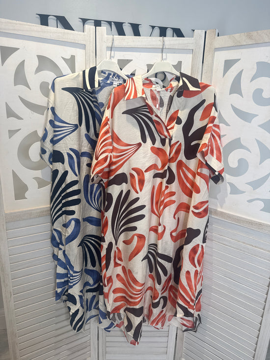 Hazel Leaf Print Shirt Dress