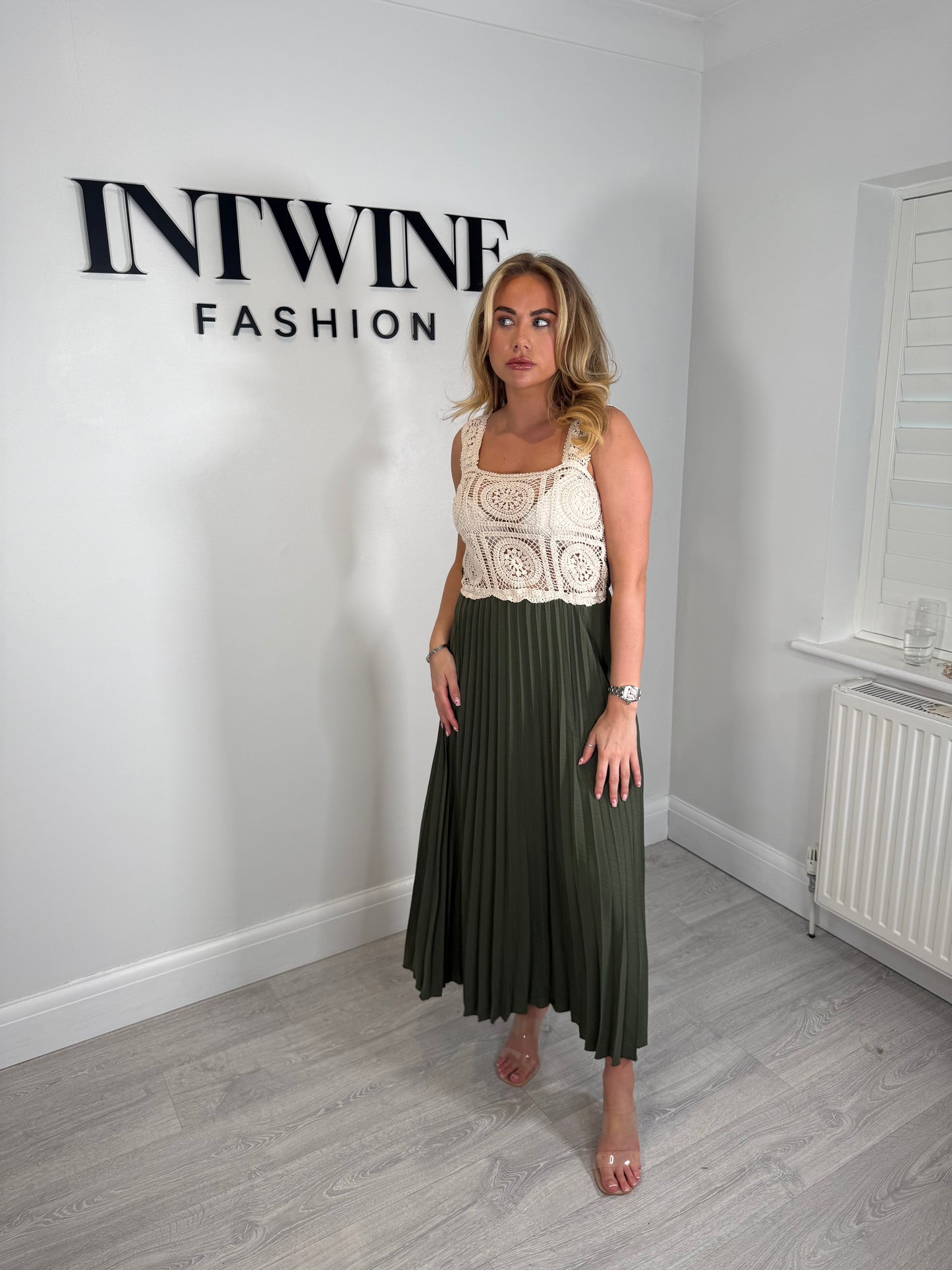 Mary Pleated Crochet Dress