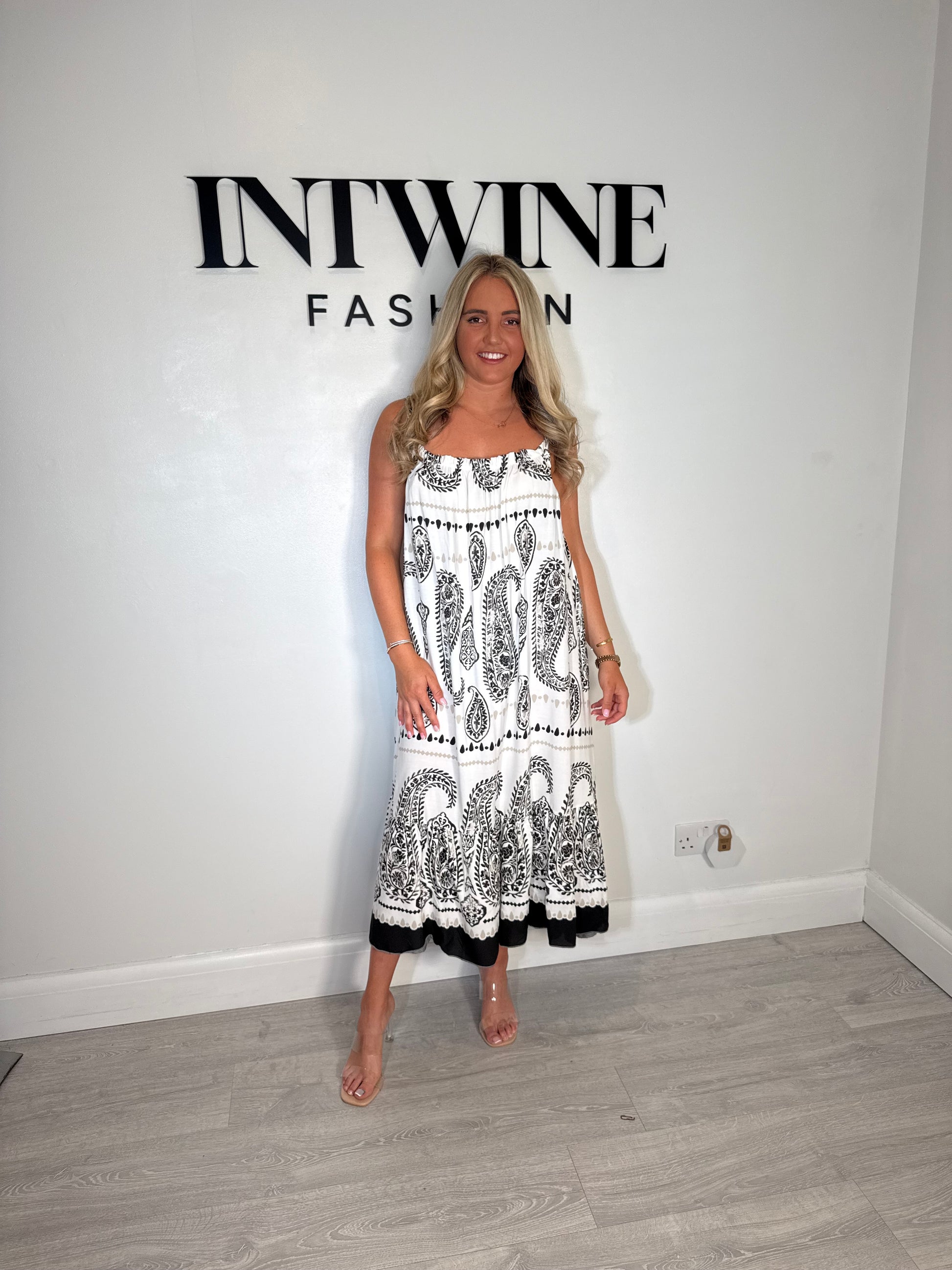 Thea Paisley print stretch dress