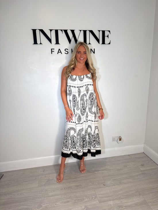 Thea Paisley print stretch dress