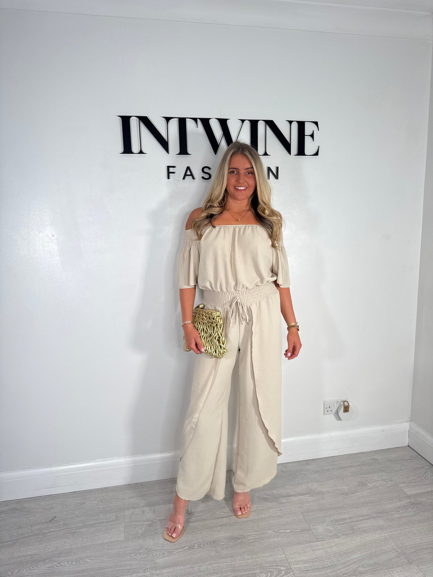 Liv Elastic Waist Bardot Jumpsuit