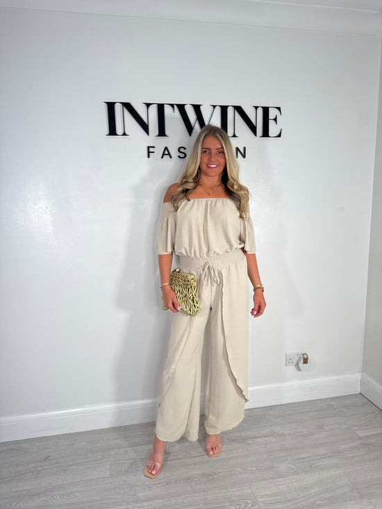 Liv Elastic Waist Bardot Jumpsuit