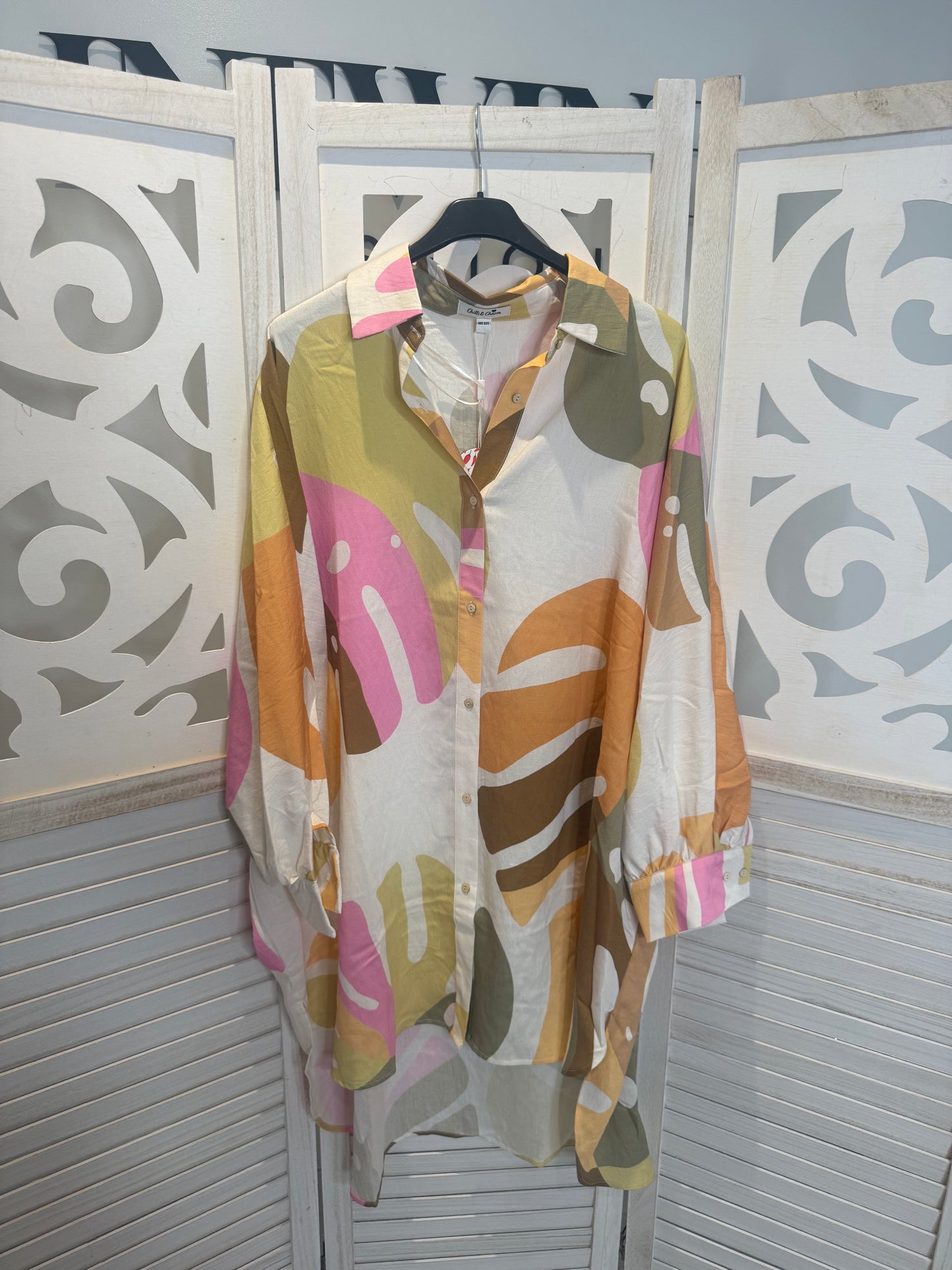Esme leaf print shirt dress