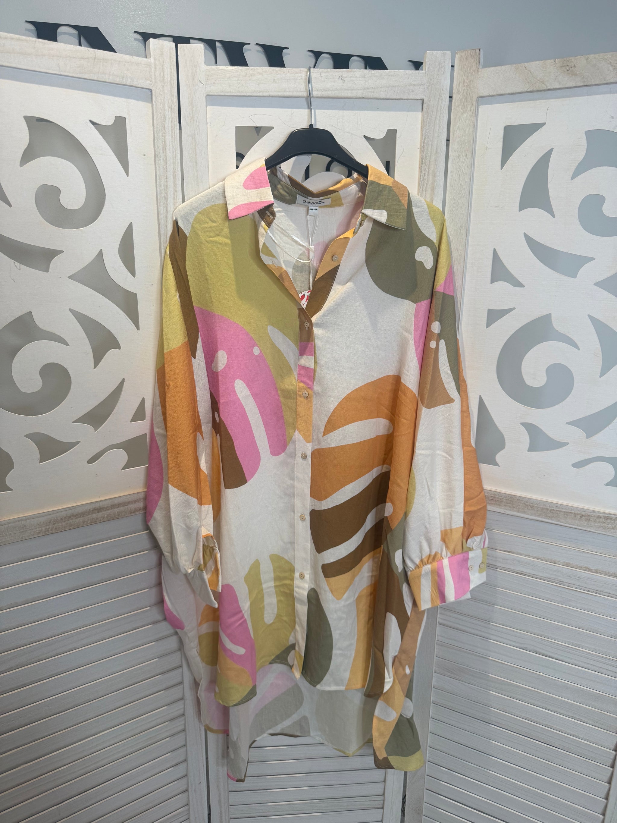 Esme leaf print shirt dress