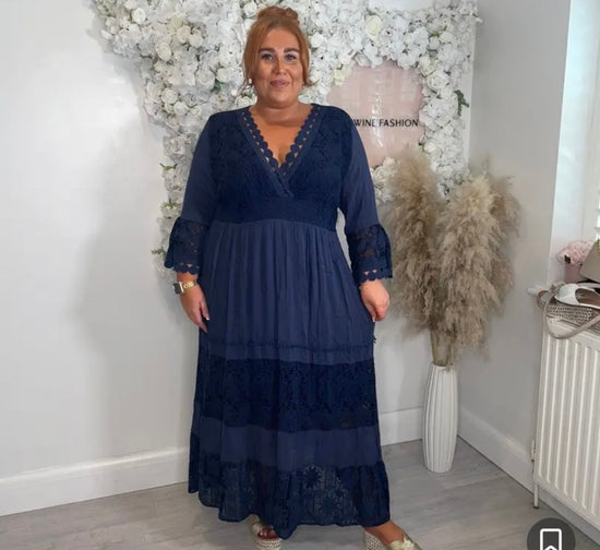 Plus size long Dayna embroidery dress
