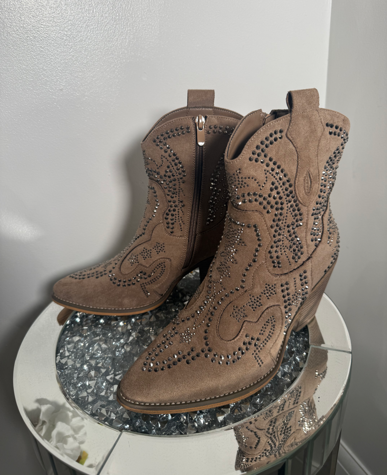 TALLY Diamonte embellished cowboy boots