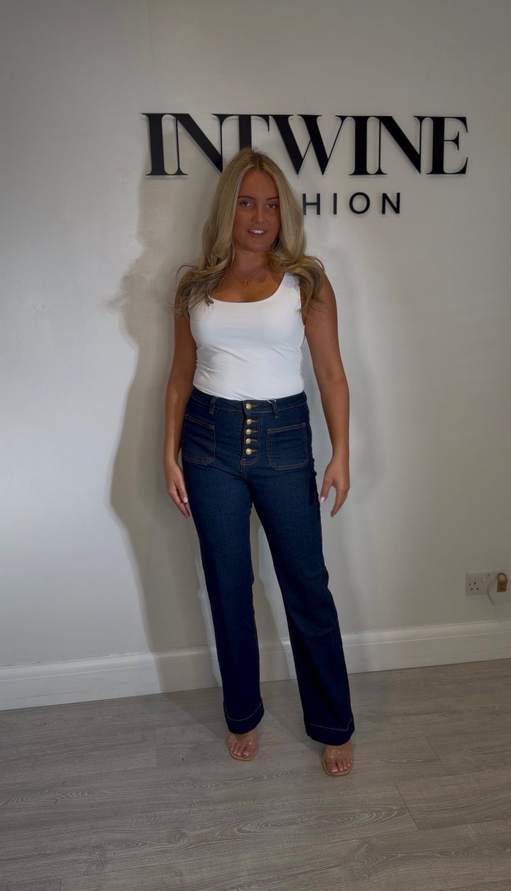Beck denim military button jeans