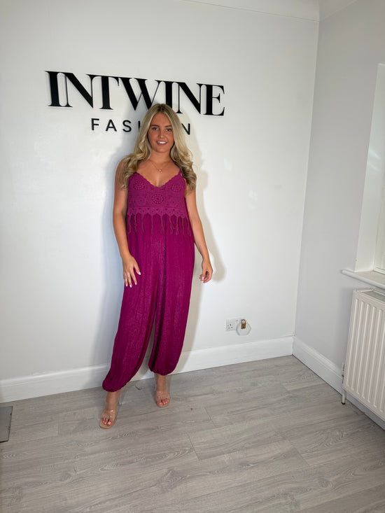 Abigail Crochet Top Jumpsuit