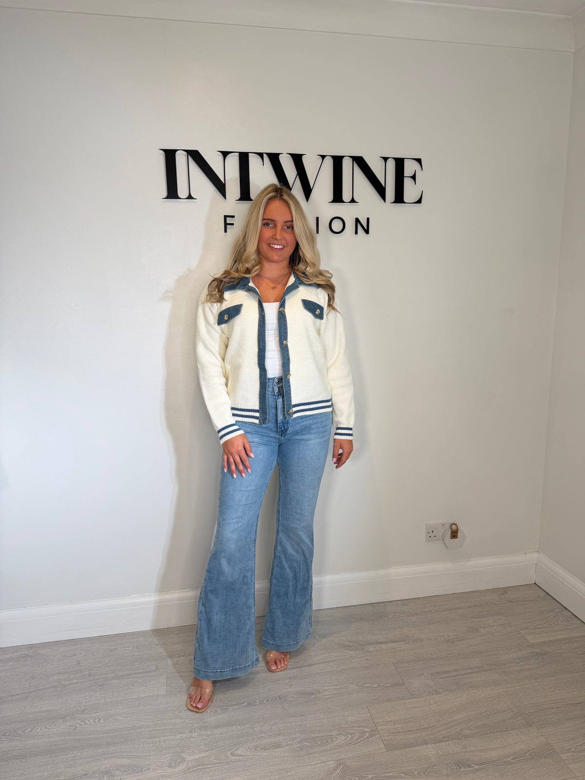 Daisy denim soft knit jacket