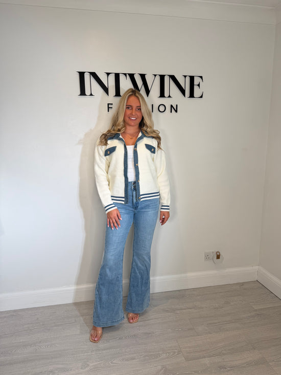 Daisy denim soft knit jacket