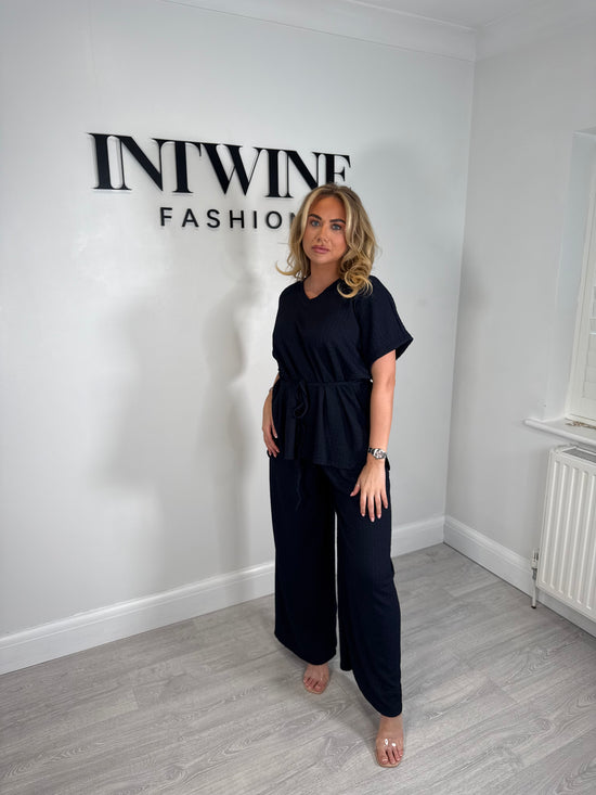 Rebecca Tie Waffle Trouser Set