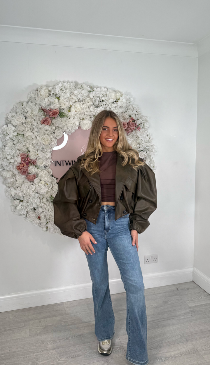 Thea PU Balloon Arm Cropped Trench