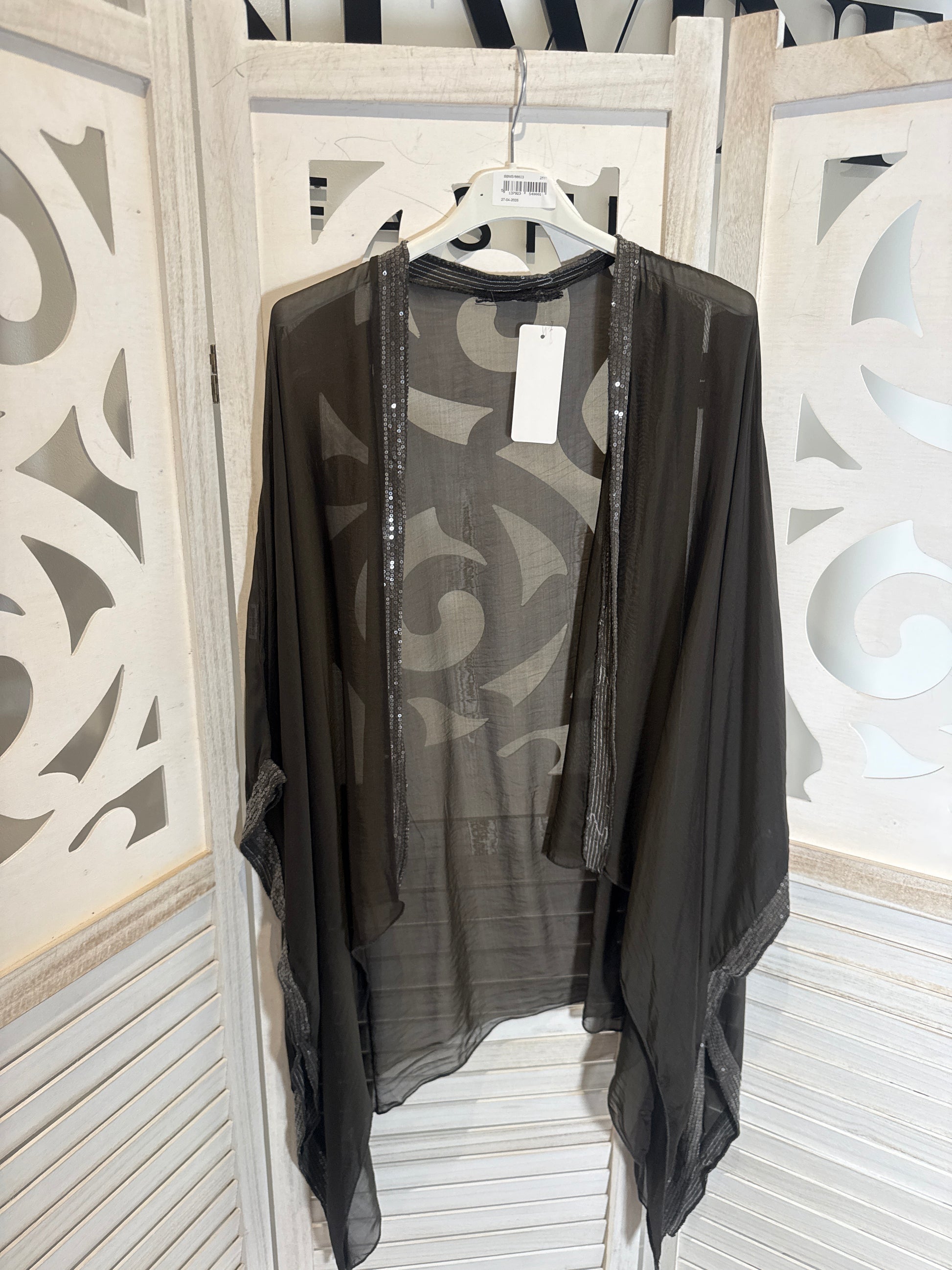 India Silk Blouson Sequin Cardigan