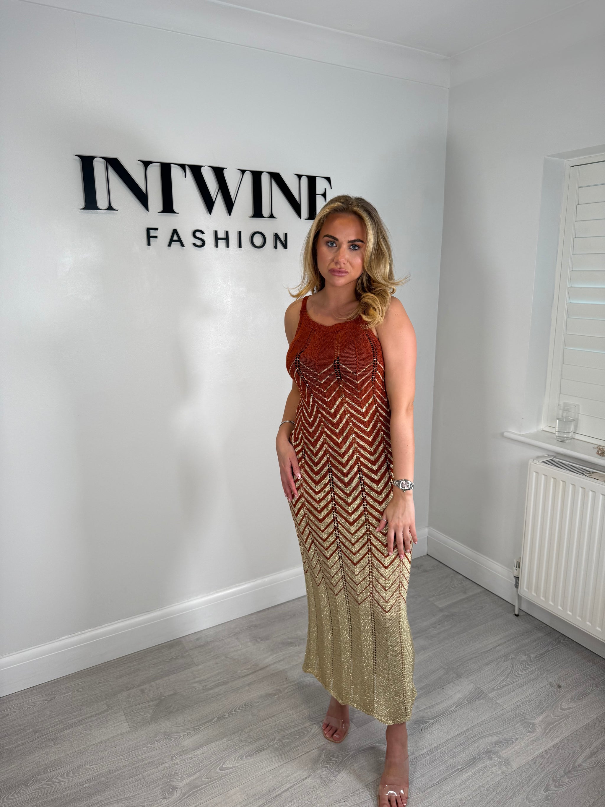 Santorini metallic soft knit dress