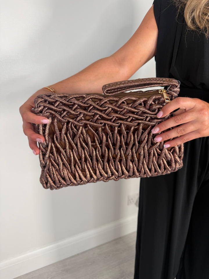 Metallic clutch bag