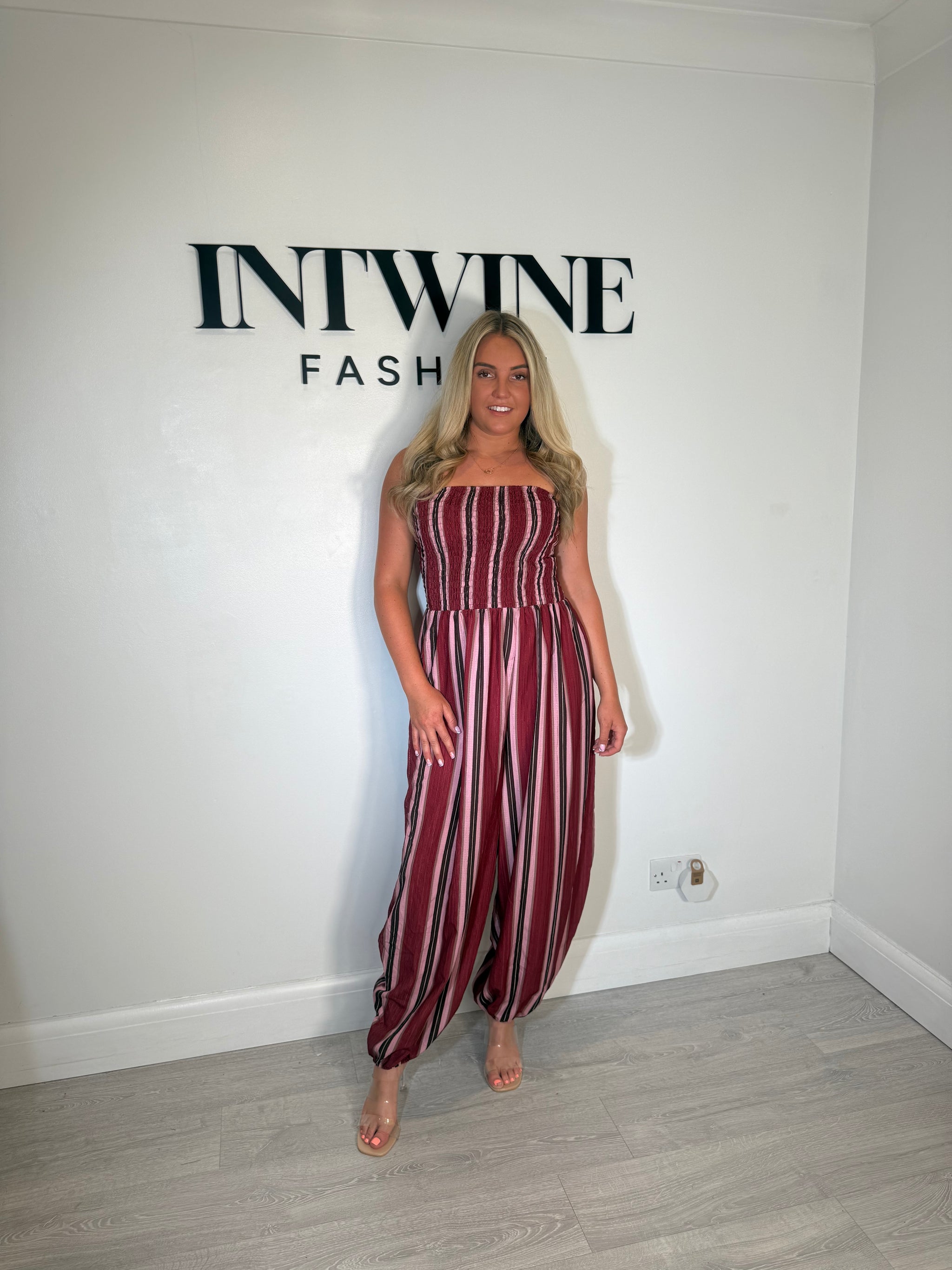 Jessica bandeau striped jumpsuit