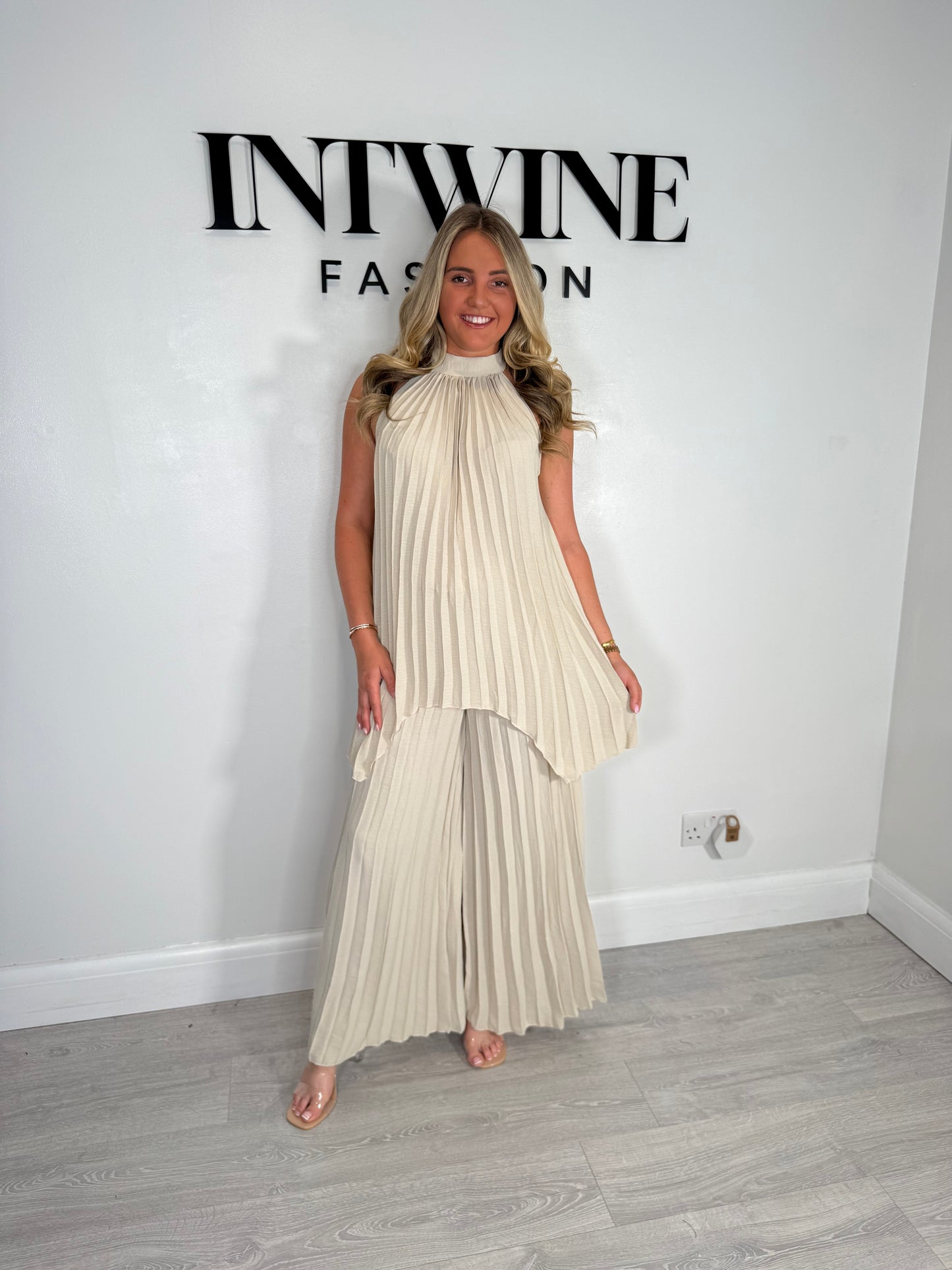 Lottie Pleated Halter Neck Coord