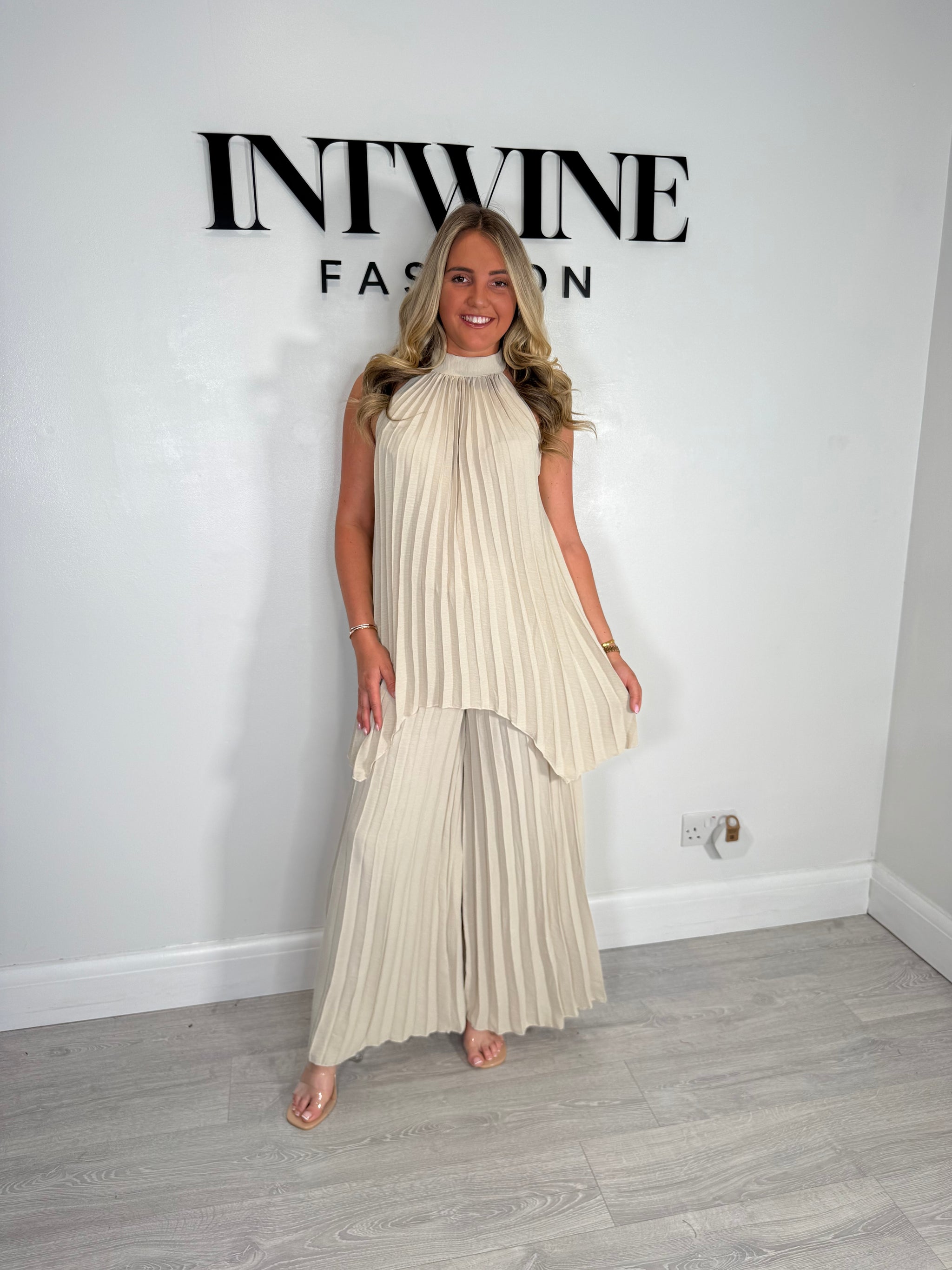 Lottie Pleated Halter Neck Coord