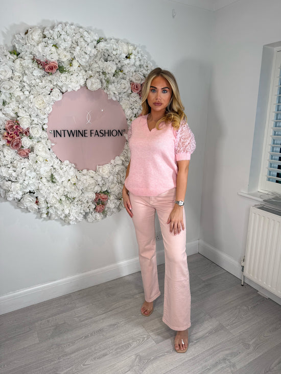 ROSE Sheer Arm Soft Knit Jumper