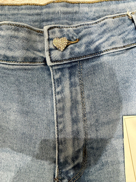Chantelle Heart Button Denim Stretch Shorts