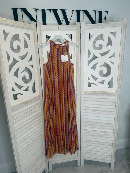 Mellisa metallic zig zag print dress