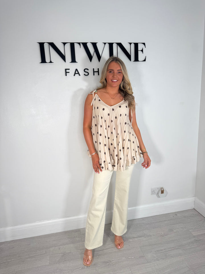 Tamie Polka dot pleated blouse