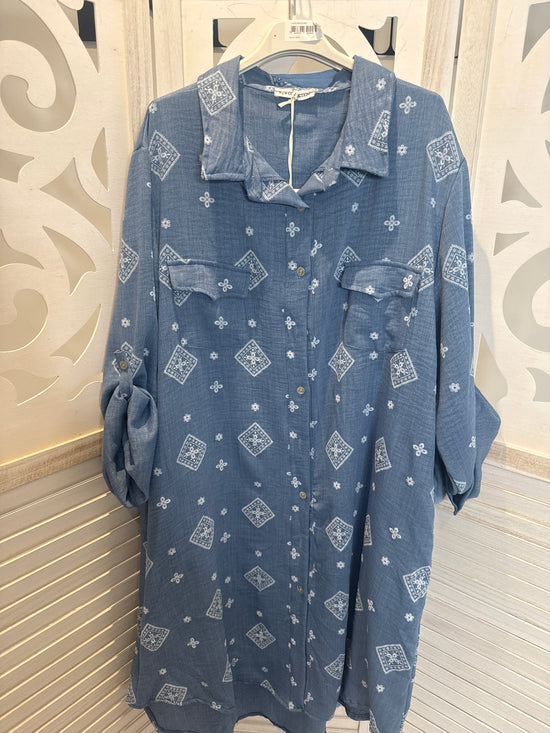 Mabel Diamond Denim Shirt Dress