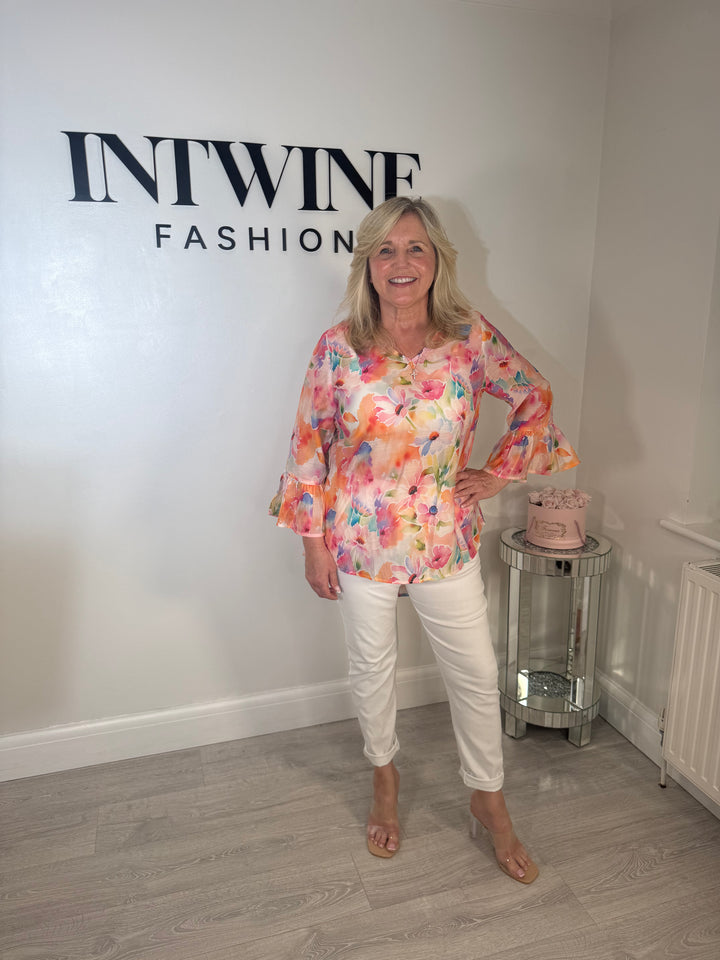 Fiona Floral Frill Arm Blouse