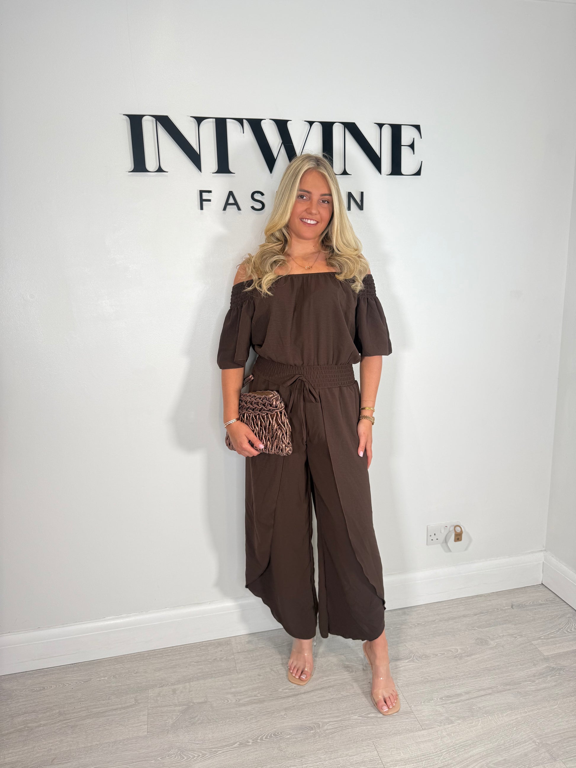 Liv Elastic Waist Bardot Jumpsuit