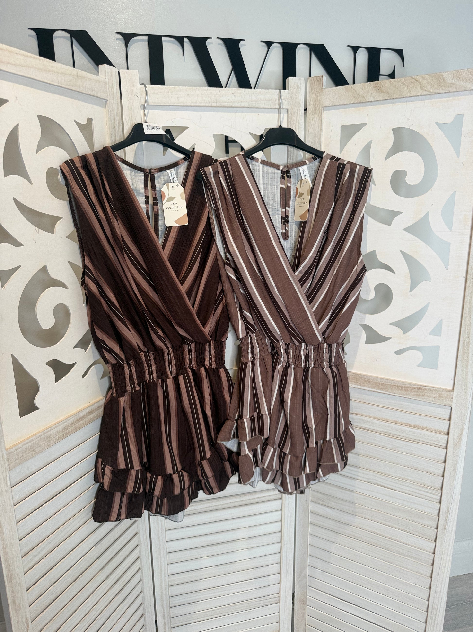 Raya striped cross over playsuit