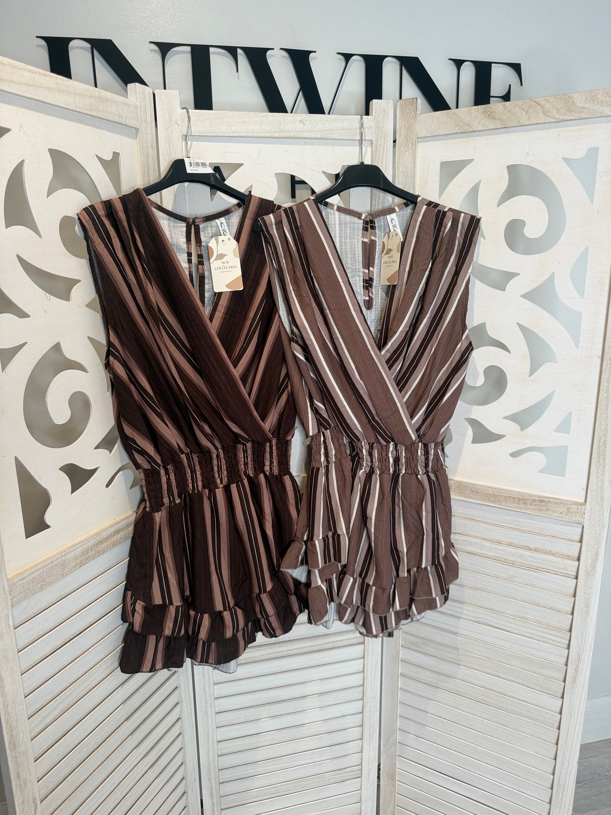 Raya striped cross over playsuit