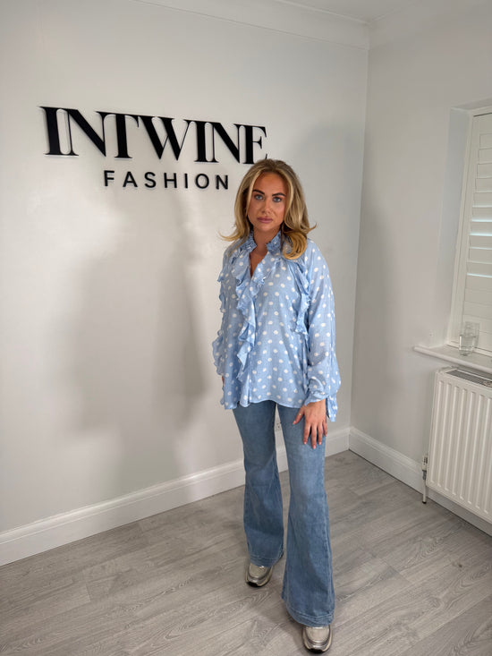 Cayla Polka Dot ruffle blouse