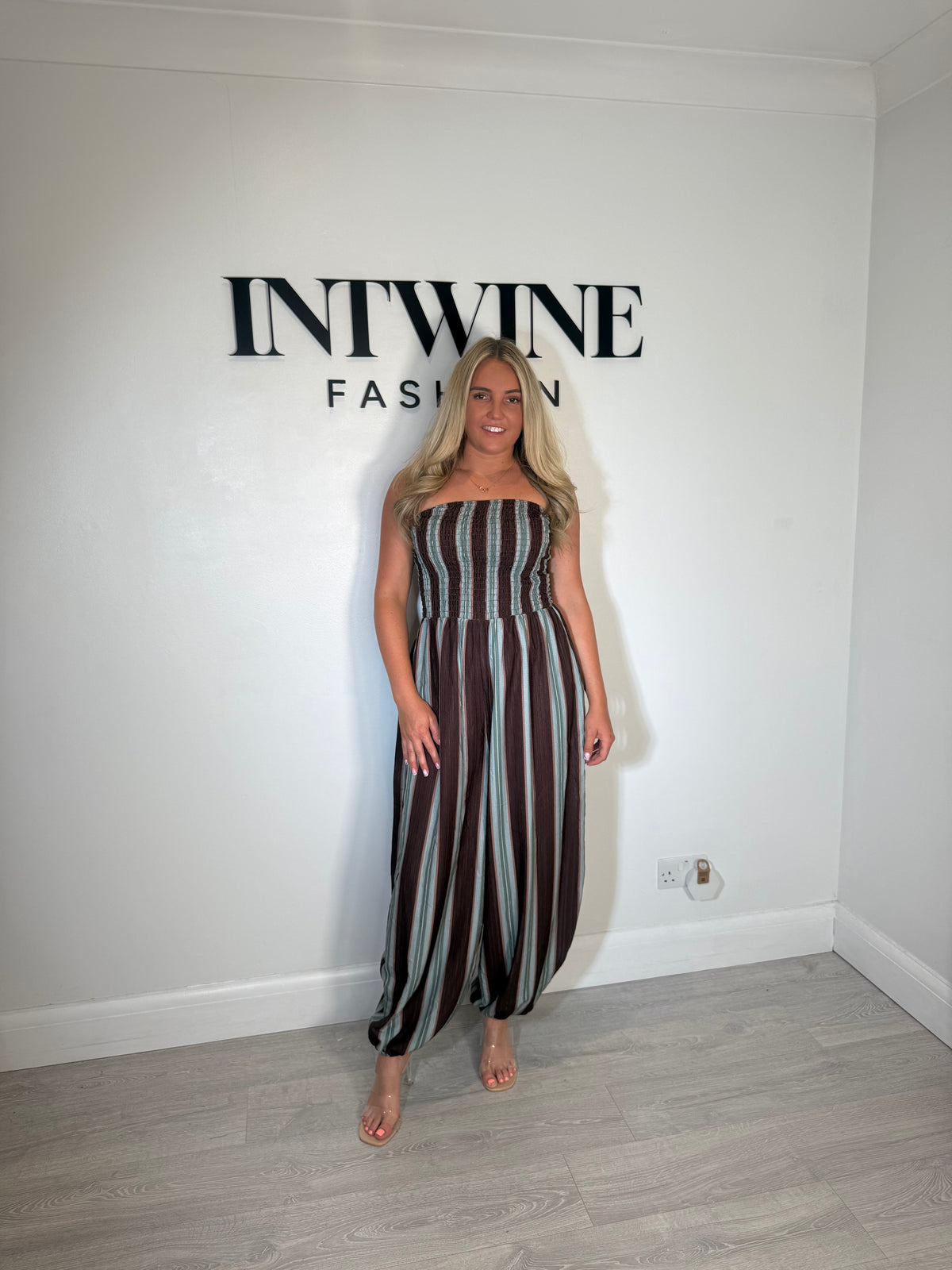 Sarah bandeau striped jumpsuit